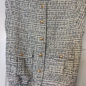 Endless Rose Blue and White Tweed Vest